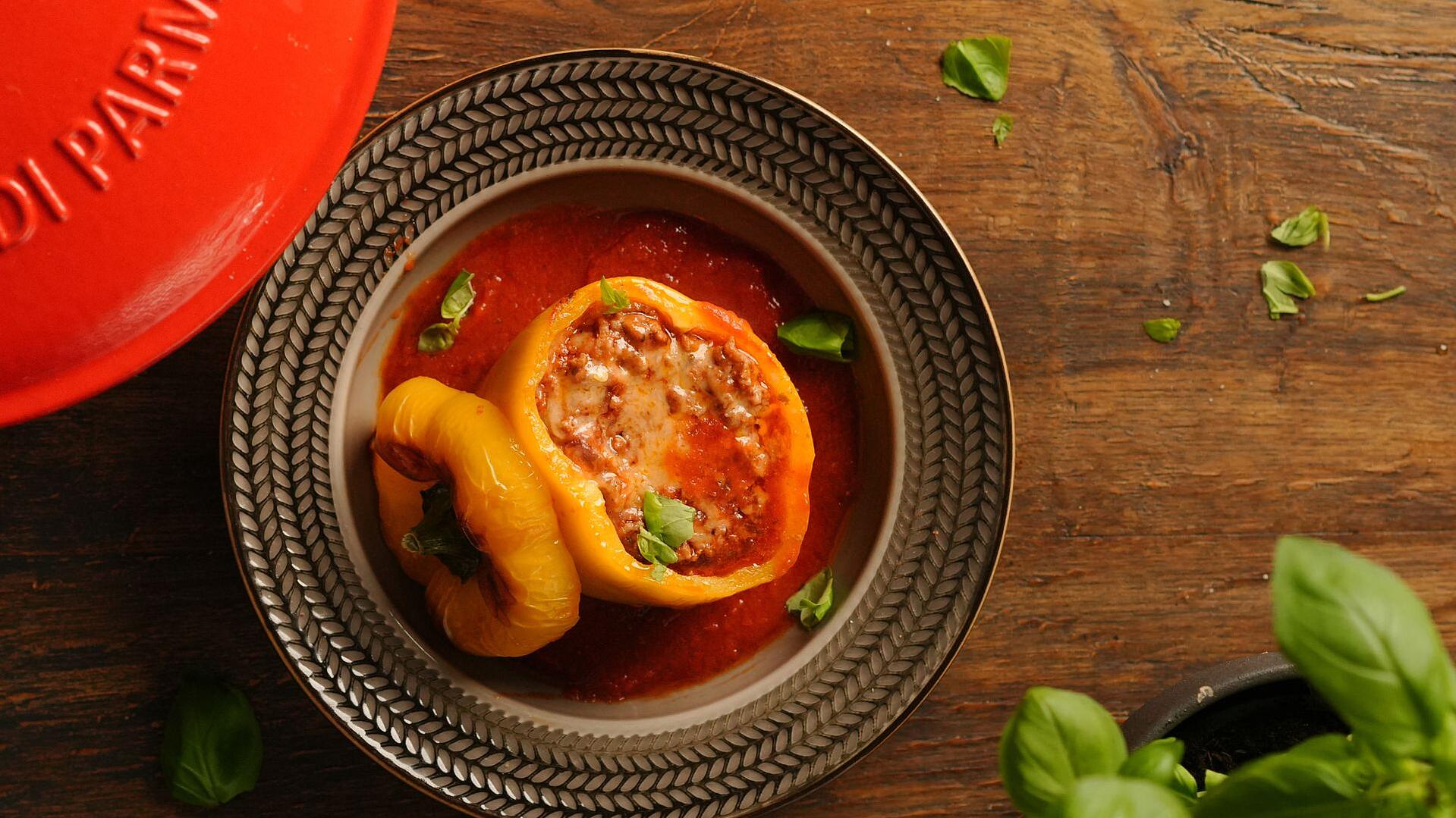 Air Fryer Stuffed Bell Peppers with Ground Meat | ORO di Parma