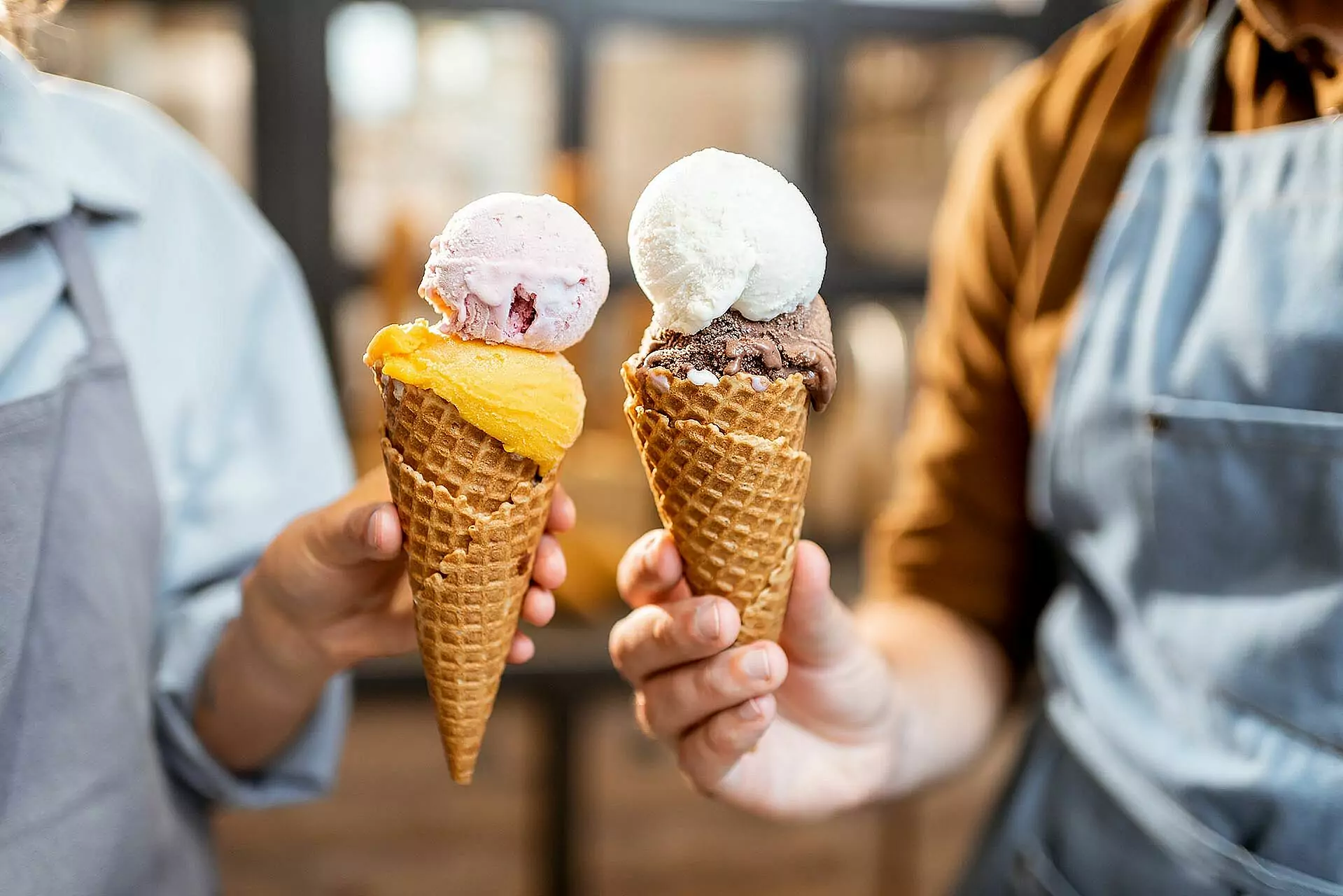 Eiskugeln in einer Waffel