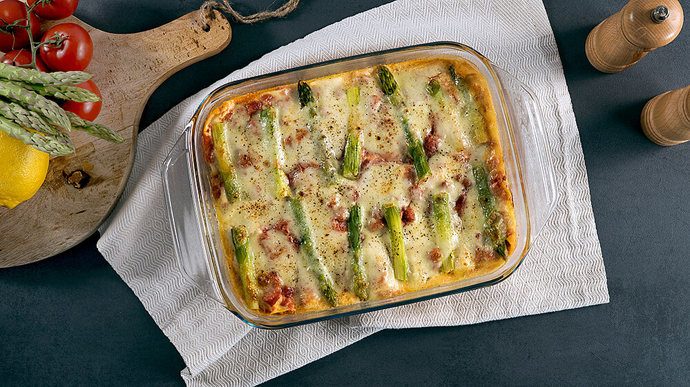 Lasagne mit grünem Spargel