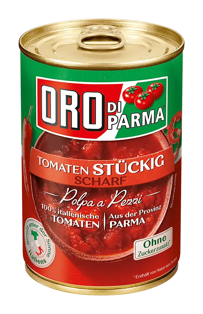 Stückige Tomaten scharf