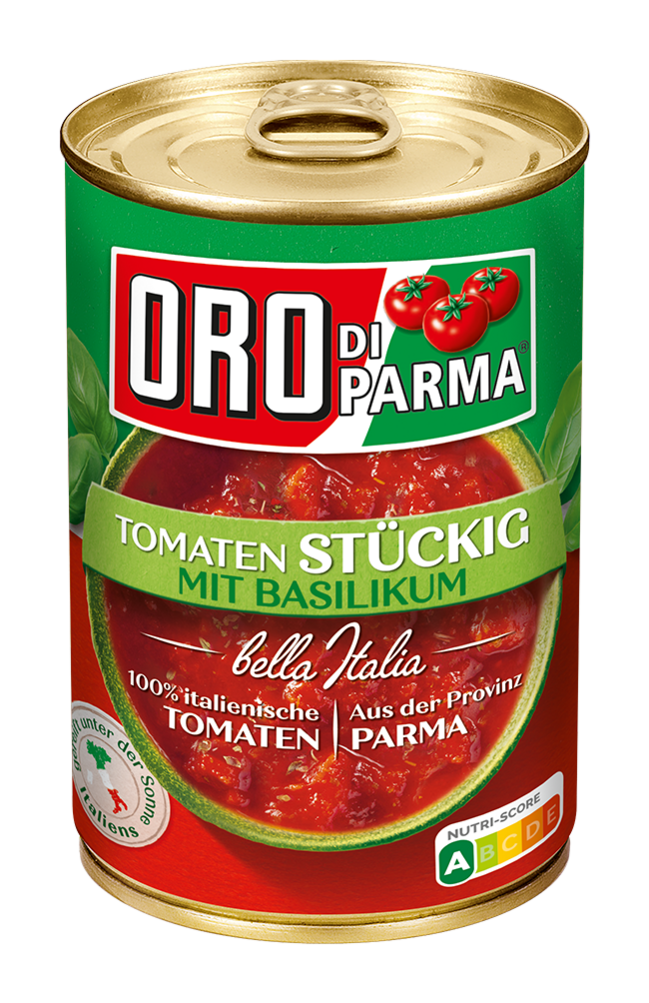 Stückige Tomaten mit Basilikum von ORO di Parma 425ml