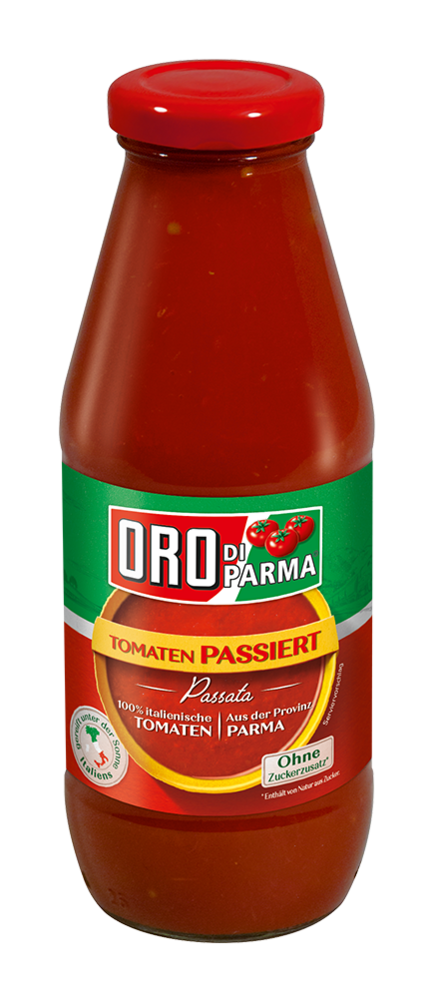Passierte Tomaten in der Glasflasche