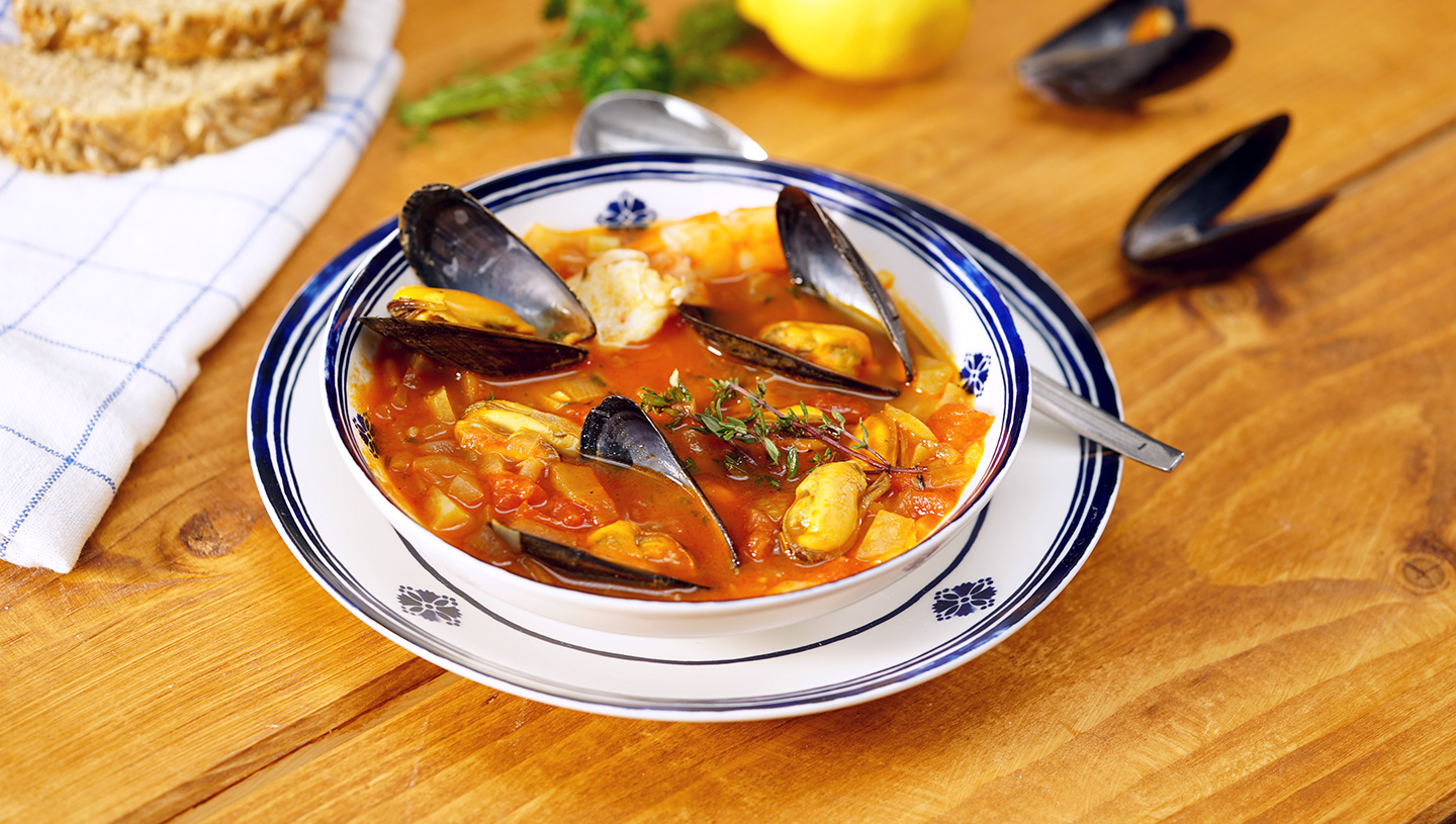 Italienische Garnelen-Miesmuschelsuppe